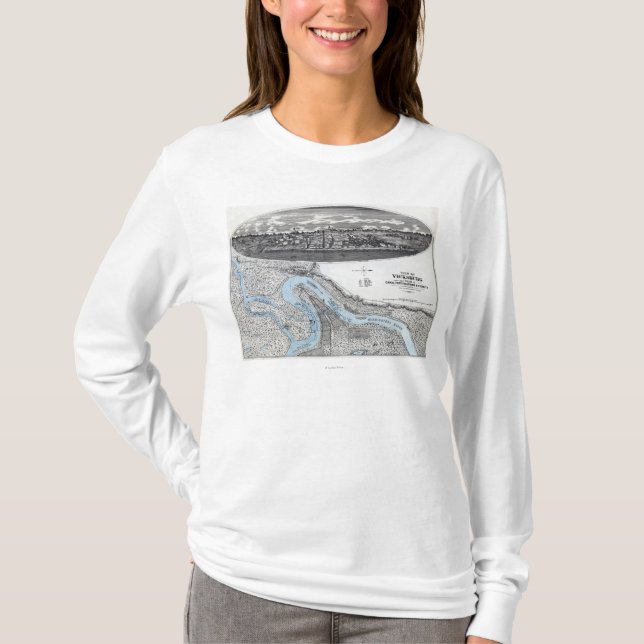 Siege av Vicksburg - panorama- karta 3 för Tee Shirt (Framsida)