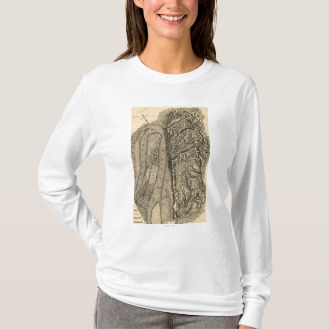 Siege av Vicksburg - panorama- karta för Tee Shirt (Framsida)