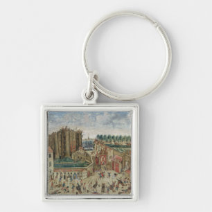 Siegen av bastillen, 1789 fyrkantig silverfärgad nyckelring