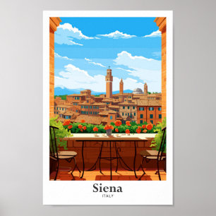 Siena Italien Art Travel Vintage Illustration Poster