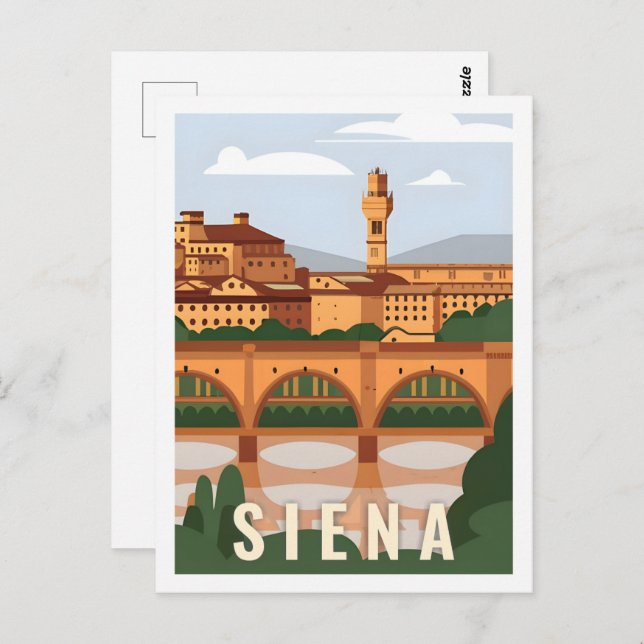 Siena Italien Berömd Travel Ställe Vykort (Fram/baksida)