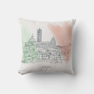 Siena-Italien med italienska Flagga Pen och Bläck Kudde