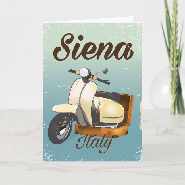 Siena Italien Scooter semester affisch Helgkort (Framsida)