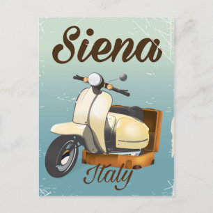 Siena Italien Scooter-semester poster Vykort