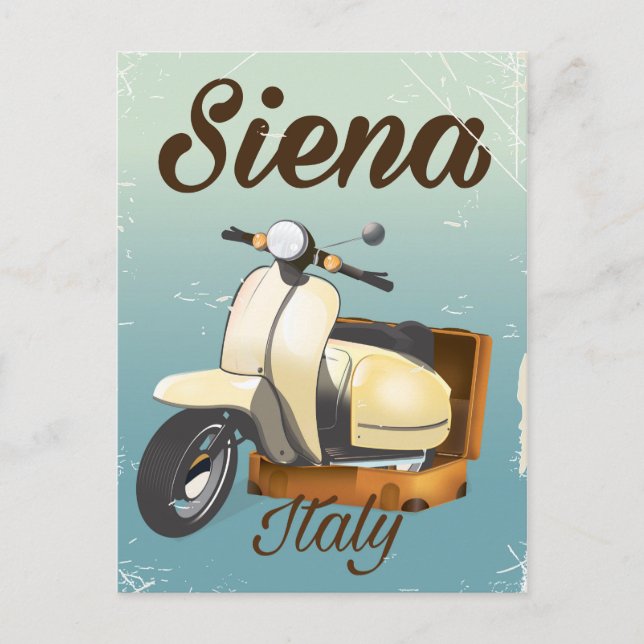 Siena Italien Scooter semesterplakat Vykort (Framsida)