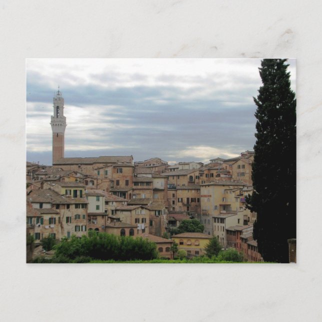 Siena, Italien, torn i stadshuset på lämnat Vykort (Framsida)