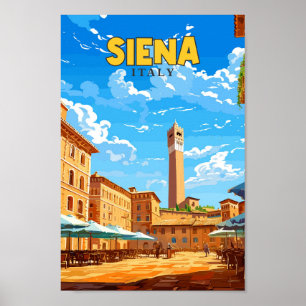 Siena Italien Travel Art Vintage Illustration Poster