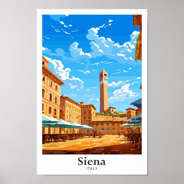 Siena Italien Travel Art Vintage Illustration Poster (Framsidan)