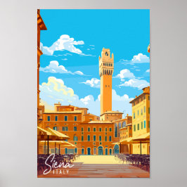 Siena Italien vintage resor illustration Poster