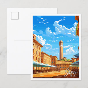 Siena Italien vintage resor illustration Vykort