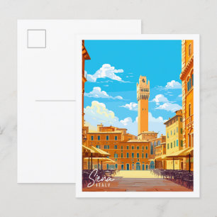Siena Italien vintage resor illustration Vykort