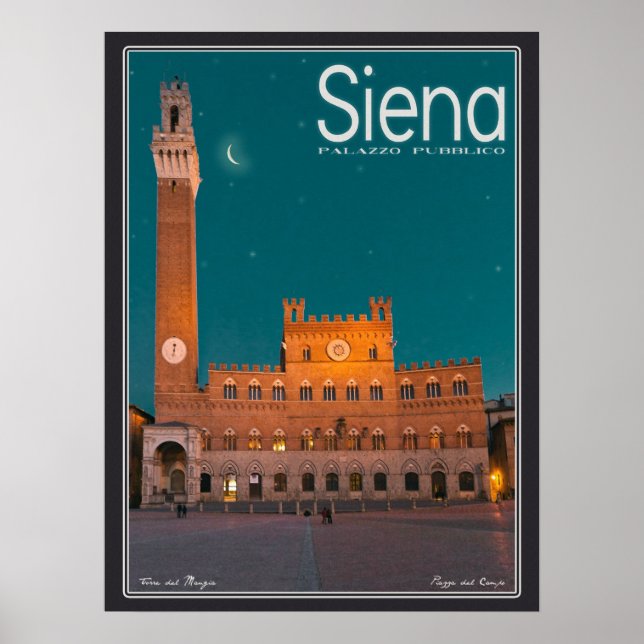 Siena - Palazzo Pubblico Night Poster (Framsidan)