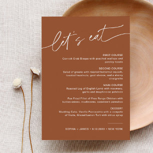 SIENNA Bohemian Bröllop Middag Menu 5x7 Inbjudningar