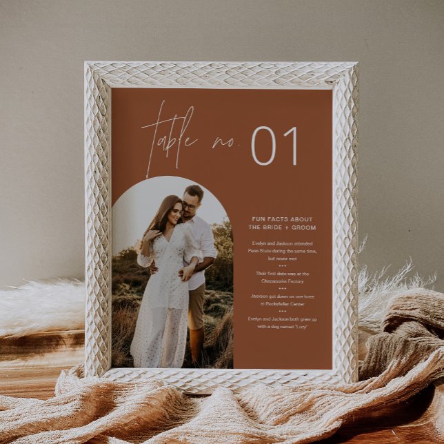 SIENNA Boho Photo Bordsnummer med Roligt Facts 8x1 Poster (Skapare uppladdad)