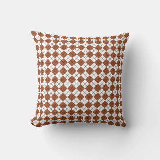Sienna Brown och White Checkated Argyle Mönster Kudde