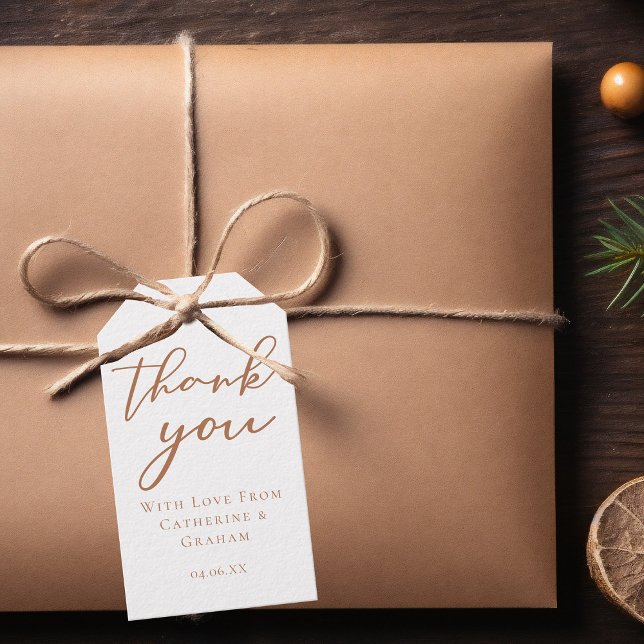 Sienna Brown-skript, minimalistisk Personligt bröl Presentetikett (Skapare uppladdad)