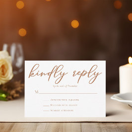 Sienna Brown Typography Bröllop Kinely Reply OSA Kort