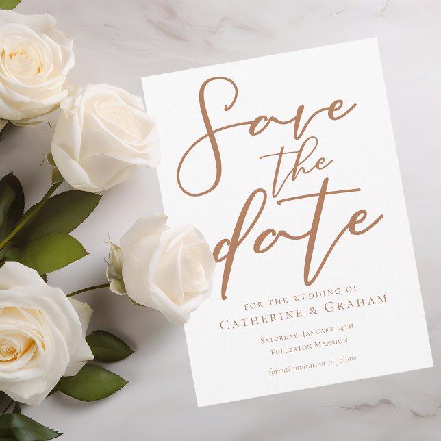 Sienna Brown Typography Minimalist Spara Datumet (Skapare uppladdad)