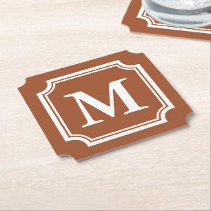 Sienna brun elegant kant anpassad monogram underlägg papper