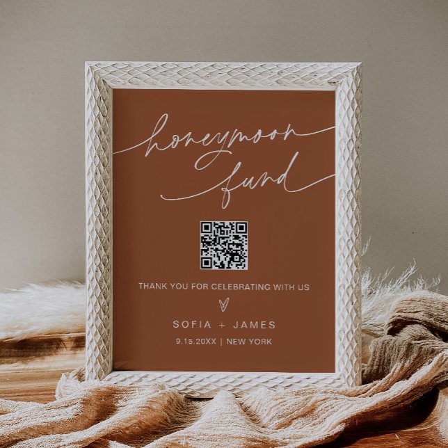 SIENNA Honeymoon Fund Bröllop Sign - Terracotta Poster (Skapare uppladdad)