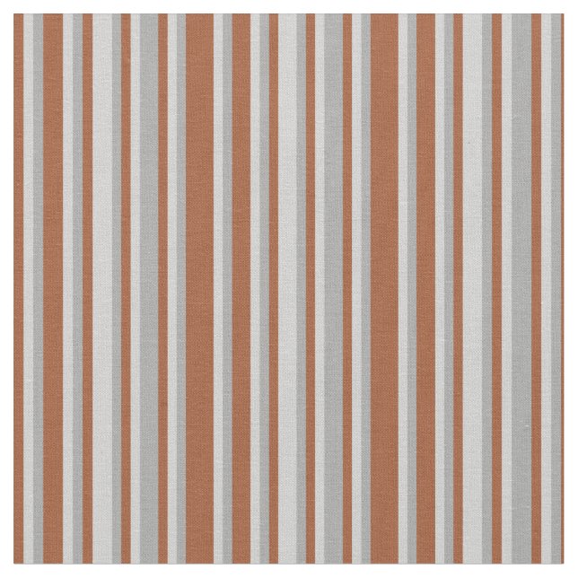 Sienna, Light Grått & Mörk Grått Linjer Tyg (Närbild)