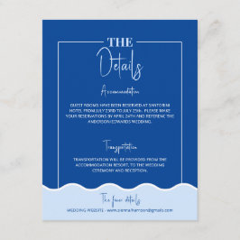 SIENNA Modern Blue Destination Information Card Tilläggskort