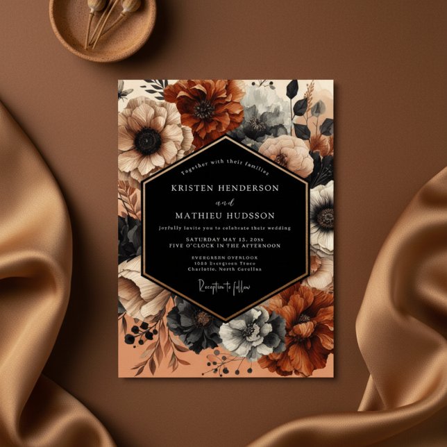 Sienna Moody Floral Romance Bröllop Inbjudningar (Skapare uppladdad)