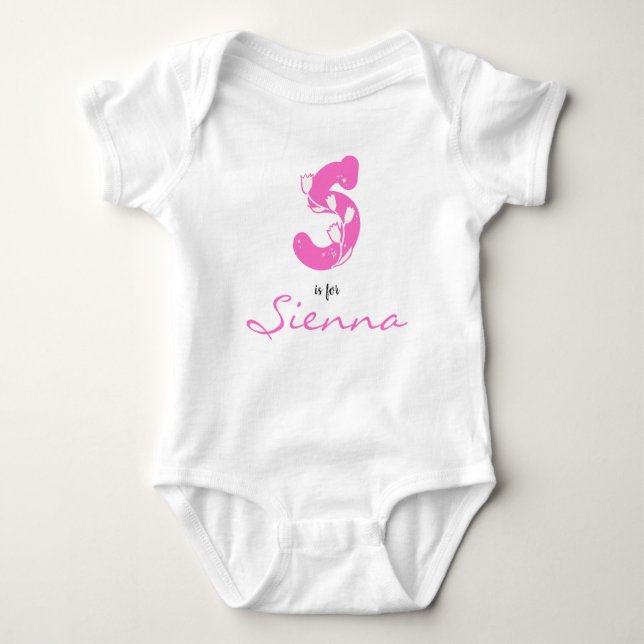 Sienna namn Reveal Blommigt Brev S Rosa Flower T Shirt (Framsida)