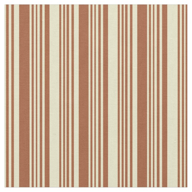Sienna och Blek Goldenrod Lintet/Stripe Mönster Tyg (Närbild)