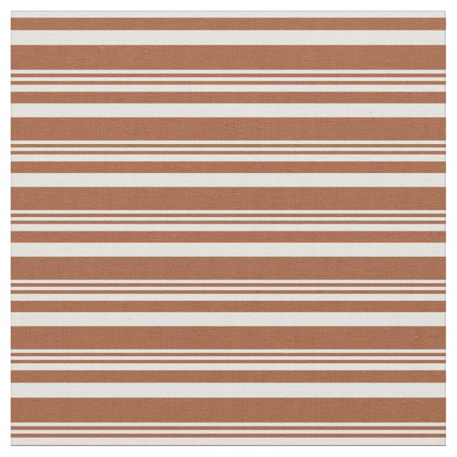 Sienna och Light Cyan Linjer Mönster Tyg (Närbild)