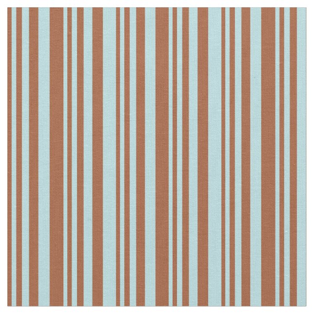 Sienna och Powder Blue Färgad Stripe Mönster Tyg (Närbild)