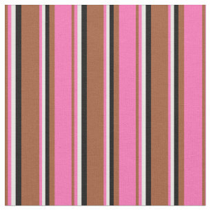 Sienna, Shock rosa, vitt och svart Rand Tyg