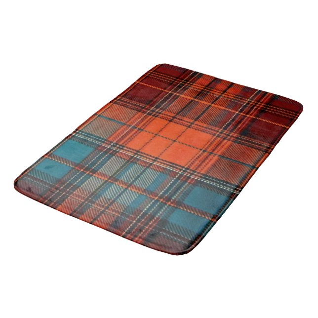 Sienna & Slate: Rustic Burnt Orange and Teal Plaid Badrumsmatta (Vinklad)