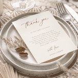 Sienna Wedding Reception Bord Tack<br><div class="desc">Desert Sienna,  bröllopsmottagning tack för bord-kortet. Mallen ger många linjer för ditt tack för anpassningsbarna. Funktioner,  bränd färg-sientypografi på sandig beige bakgrund med matchande sienenstötning färg.</div>