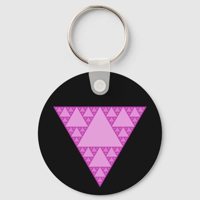 Sierpinski Triangle as a Rosa Triangle LGBTQ+ Nyckelring (Framsida)