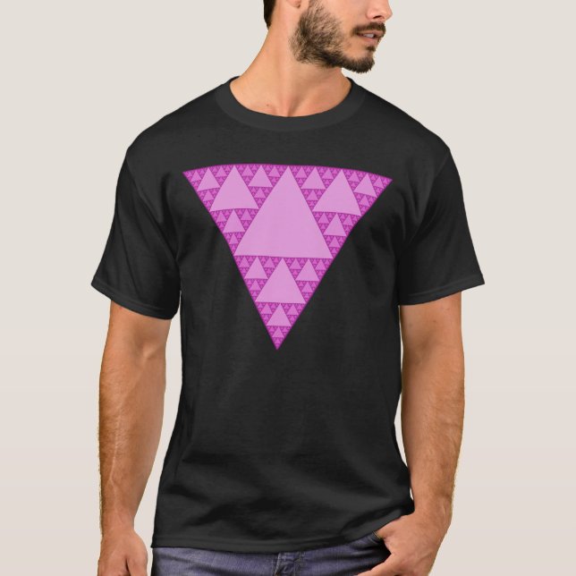 Sierpinski Triangle as a Rosa Triangle LGBTQ+ T Shirt (Framsida)