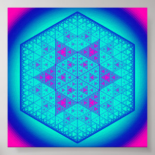 Sierpinski triangle hexagon star poster