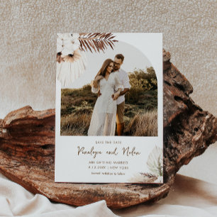 SIERRA Bohemian Arch Photo Save Date Card Inbjudningar