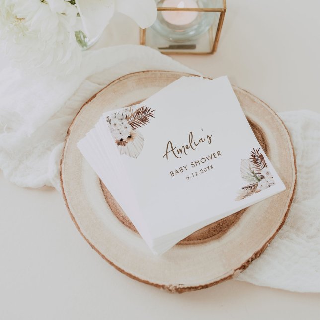 SIERRA Bohemian Pampas Baby Shower Pappersservett (Skapare uppladdad)