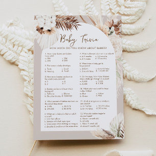 SIERRA Boho Baby Trivia Baby Shower Game Card Inbjudningar