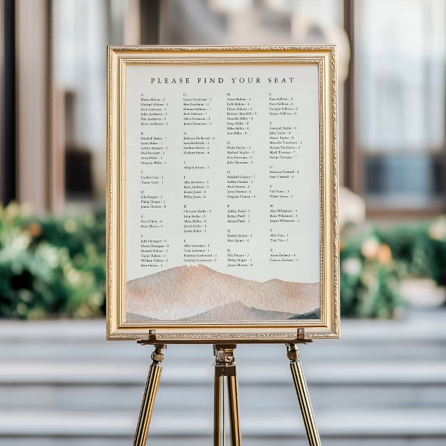 Sierra Dusk | Alphabetical Wedding Seating Chart Poster (Skapare uppladdad)