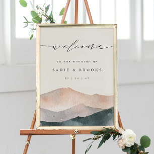 Sierra Dusk Bergbröllop Välkomstskylt Poster