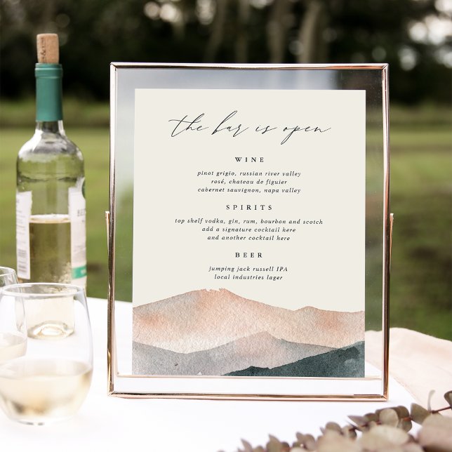 Sierra Dusk | Menysignatur för Mountain Bröllop Pu Poster (Skapare uppladdad)