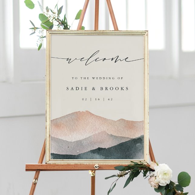 Sierra Dusk | Mountain Wedding Welcome Sign Poster (Skapare uppladdad)