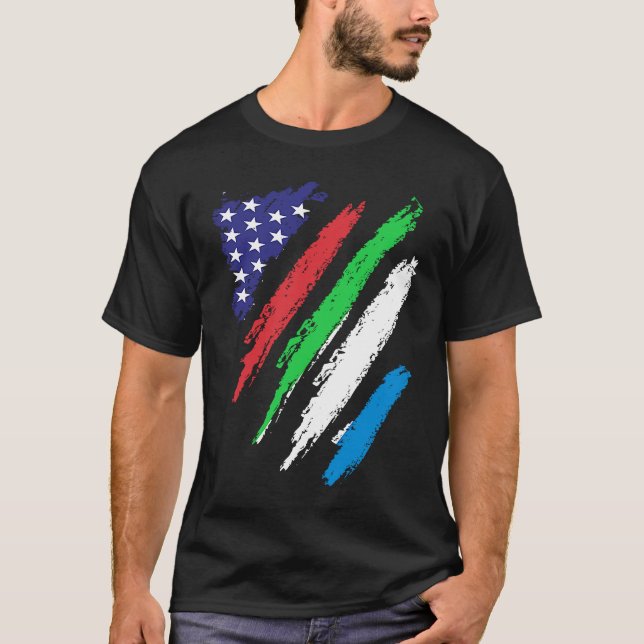 Sierra Leone American Grown Flagga USA Patriot Her T Shirt (Framsida)