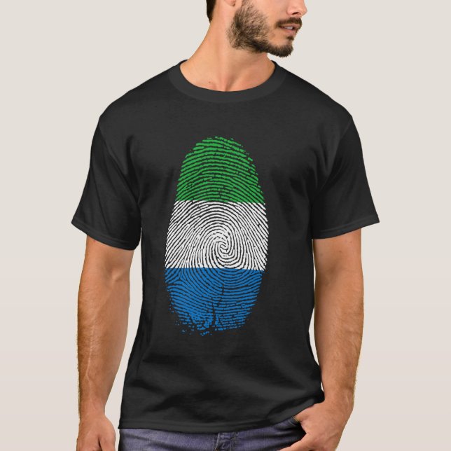 Sierra Leone Flag Fingerprint Present för Sierra L T Shirt (Framsida)