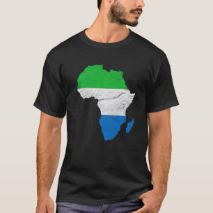 Sierra Leone Flagga Afrika Continent Silhouette Si T Shirt