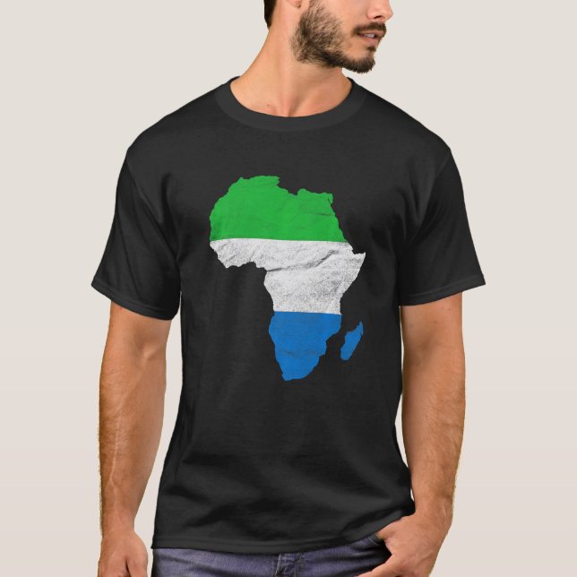 Sierra Leone Flagga Afrika Continent Silhouette Si T Shirt (Framsida)