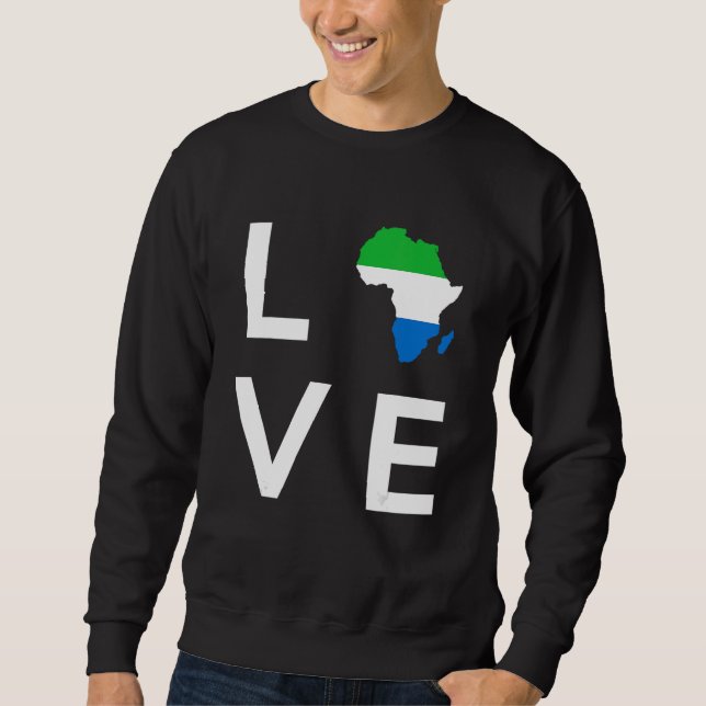 Sierra Leone Flagga Älska Afrika Kontinent för Sie Lång Ärmad Tröja (Framsida)