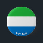 Sierra Leone Flagga Charming Patriotic Button Knapp<br><div class="desc">Sierra Leone Flagga Charming Patriotic Button med flagga Sierra Leone tryckt över hela knappen. Land namn är delvis integrerat i utformningen på grund. Anpassadet Text är fullt ut med funktionen "Anpassa den!". Denna vackra Sierra Leone Button är snyggtens gåva till alla tillfälle. © LänderAvVärlden</div>